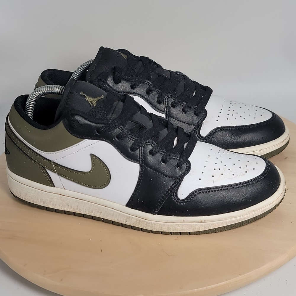 Nike Jordan 1 Low Black Toe Medium Olive Men's Shoes Size 9.5 (553558-092)